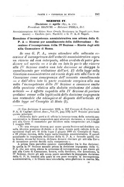 La giustizia amministrativa raccolta di decisioni e pareri del Consiglio di Stato, decisioni della Corte dei conti, sentenze della Cassazione di Roma, e decisioni delle Giunte provinciali amministrative