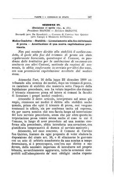 La giustizia amministrativa raccolta di decisioni e pareri del Consiglio di Stato, decisioni della Corte dei conti, sentenze della Cassazione di Roma, e decisioni delle Giunte provinciali amministrative