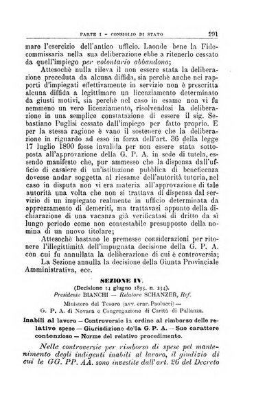 La giustizia amministrativa raccolta di decisioni e pareri del Consiglio di Stato, decisioni della Corte dei conti, sentenze della Cassazione di Roma, e decisioni delle Giunte provinciali amministrative