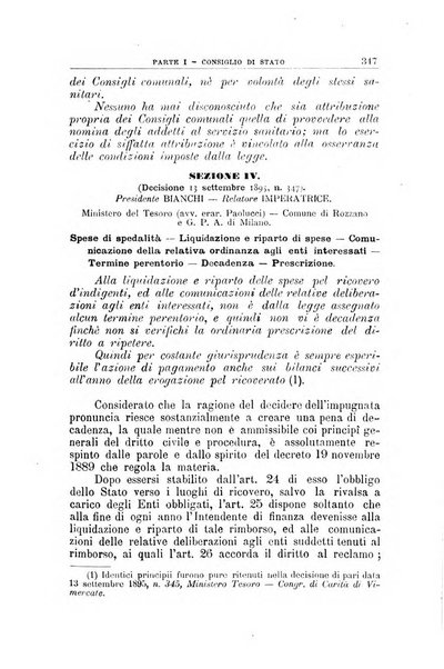 La giustizia amministrativa raccolta di decisioni e pareri del Consiglio di Stato, decisioni della Corte dei conti, sentenze della Cassazione di Roma, e decisioni delle Giunte provinciali amministrative