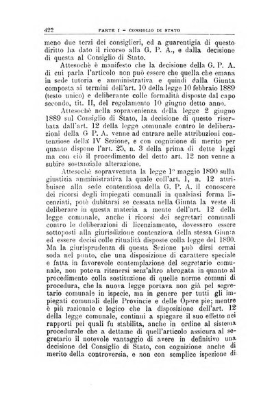 La giustizia amministrativa raccolta di decisioni e pareri del Consiglio di Stato, decisioni della Corte dei conti, sentenze della Cassazione di Roma, e decisioni delle Giunte provinciali amministrative