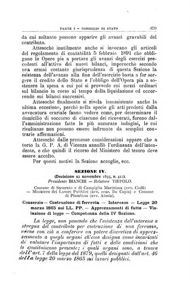 La giustizia amministrativa raccolta di decisioni e pareri del Consiglio di Stato, decisioni della Corte dei conti, sentenze della Cassazione di Roma, e decisioni delle Giunte provinciali amministrative