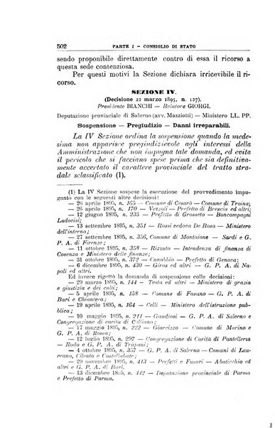 La giustizia amministrativa raccolta di decisioni e pareri del Consiglio di Stato, decisioni della Corte dei conti, sentenze della Cassazione di Roma, e decisioni delle Giunte provinciali amministrative