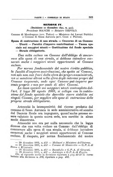 La giustizia amministrativa raccolta di decisioni e pareri del Consiglio di Stato, decisioni della Corte dei conti, sentenze della Cassazione di Roma, e decisioni delle Giunte provinciali amministrative