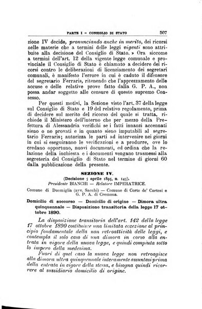 La giustizia amministrativa raccolta di decisioni e pareri del Consiglio di Stato, decisioni della Corte dei conti, sentenze della Cassazione di Roma, e decisioni delle Giunte provinciali amministrative