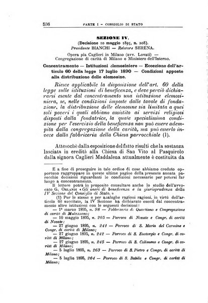 La giustizia amministrativa raccolta di decisioni e pareri del Consiglio di Stato, decisioni della Corte dei conti, sentenze della Cassazione di Roma, e decisioni delle Giunte provinciali amministrative