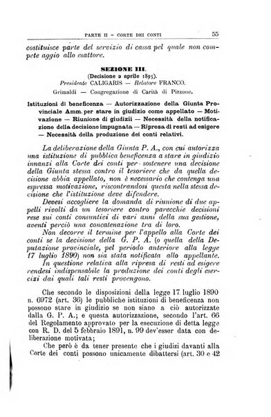 La giustizia amministrativa raccolta di decisioni e pareri del Consiglio di Stato, decisioni della Corte dei conti, sentenze della Cassazione di Roma, e decisioni delle Giunte provinciali amministrative