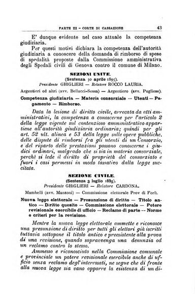 La giustizia amministrativa raccolta di decisioni e pareri del Consiglio di Stato, decisioni della Corte dei conti, sentenze della Cassazione di Roma, e decisioni delle Giunte provinciali amministrative