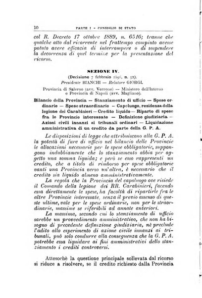 La giustizia amministrativa raccolta di decisioni e pareri del Consiglio di Stato, decisioni della Corte dei conti, sentenze della Cassazione di Roma, e decisioni delle Giunte provinciali amministrative