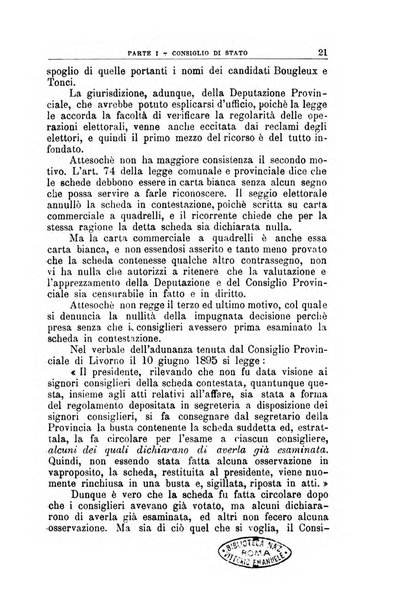 La giustizia amministrativa raccolta di decisioni e pareri del Consiglio di Stato, decisioni della Corte dei conti, sentenze della Cassazione di Roma, e decisioni delle Giunte provinciali amministrative