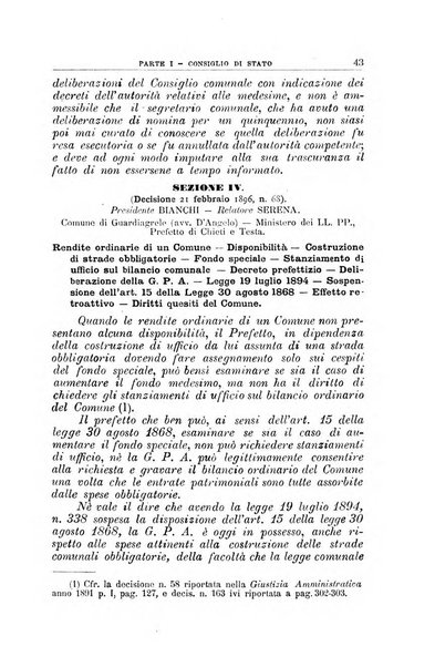 La giustizia amministrativa raccolta di decisioni e pareri del Consiglio di Stato, decisioni della Corte dei conti, sentenze della Cassazione di Roma, e decisioni delle Giunte provinciali amministrative