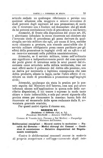 La giustizia amministrativa raccolta di decisioni e pareri del Consiglio di Stato, decisioni della Corte dei conti, sentenze della Cassazione di Roma, e decisioni delle Giunte provinciali amministrative