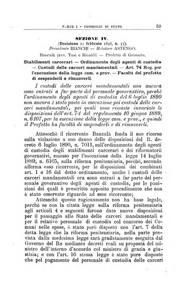 La giustizia amministrativa raccolta di decisioni e pareri del Consiglio di Stato, decisioni della Corte dei conti, sentenze della Cassazione di Roma, e decisioni delle Giunte provinciali amministrative