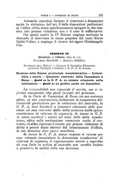 La giustizia amministrativa raccolta di decisioni e pareri del Consiglio di Stato, decisioni della Corte dei conti, sentenze della Cassazione di Roma, e decisioni delle Giunte provinciali amministrative