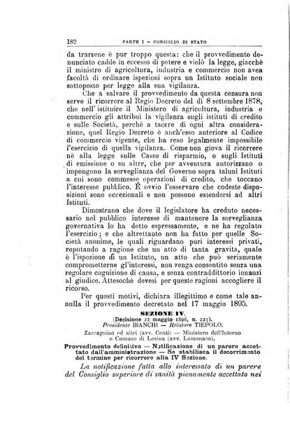 La giustizia amministrativa raccolta di decisioni e pareri del Consiglio di Stato, decisioni della Corte dei conti, sentenze della Cassazione di Roma, e decisioni delle Giunte provinciali amministrative