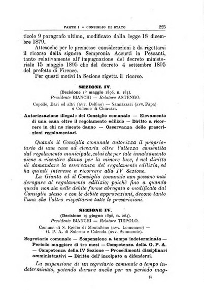 La giustizia amministrativa raccolta di decisioni e pareri del Consiglio di Stato, decisioni della Corte dei conti, sentenze della Cassazione di Roma, e decisioni delle Giunte provinciali amministrative