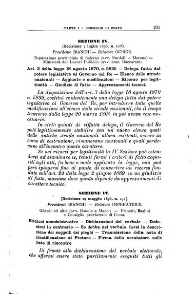 La giustizia amministrativa raccolta di decisioni e pareri del Consiglio di Stato, decisioni della Corte dei conti, sentenze della Cassazione di Roma, e decisioni delle Giunte provinciali amministrative