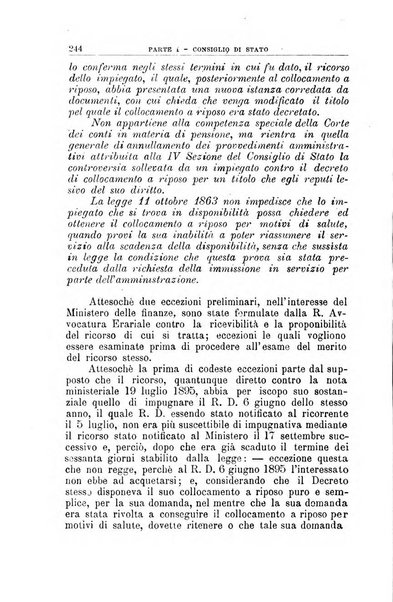 La giustizia amministrativa raccolta di decisioni e pareri del Consiglio di Stato, decisioni della Corte dei conti, sentenze della Cassazione di Roma, e decisioni delle Giunte provinciali amministrative