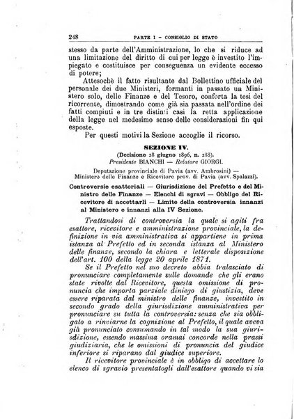 La giustizia amministrativa raccolta di decisioni e pareri del Consiglio di Stato, decisioni della Corte dei conti, sentenze della Cassazione di Roma, e decisioni delle Giunte provinciali amministrative