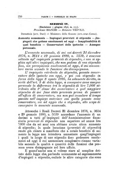 La giustizia amministrativa raccolta di decisioni e pareri del Consiglio di Stato, decisioni della Corte dei conti, sentenze della Cassazione di Roma, e decisioni delle Giunte provinciali amministrative