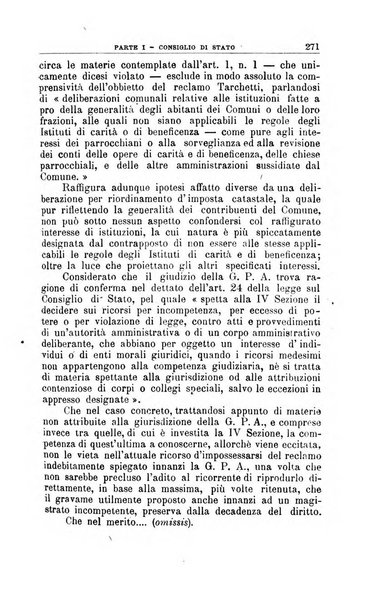 La giustizia amministrativa raccolta di decisioni e pareri del Consiglio di Stato, decisioni della Corte dei conti, sentenze della Cassazione di Roma, e decisioni delle Giunte provinciali amministrative