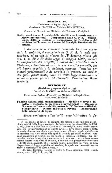 La giustizia amministrativa raccolta di decisioni e pareri del Consiglio di Stato, decisioni della Corte dei conti, sentenze della Cassazione di Roma, e decisioni delle Giunte provinciali amministrative