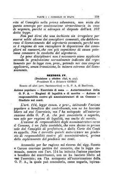 La giustizia amministrativa raccolta di decisioni e pareri del Consiglio di Stato, decisioni della Corte dei conti, sentenze della Cassazione di Roma, e decisioni delle Giunte provinciali amministrative