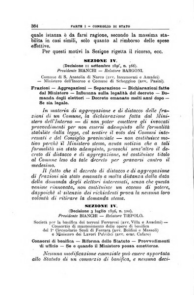 La giustizia amministrativa raccolta di decisioni e pareri del Consiglio di Stato, decisioni della Corte dei conti, sentenze della Cassazione di Roma, e decisioni delle Giunte provinciali amministrative