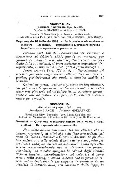 La giustizia amministrativa raccolta di decisioni e pareri del Consiglio di Stato, decisioni della Corte dei conti, sentenze della Cassazione di Roma, e decisioni delle Giunte provinciali amministrative