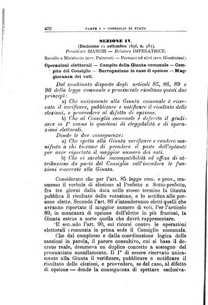 La giustizia amministrativa raccolta di decisioni e pareri del Consiglio di Stato, decisioni della Corte dei conti, sentenze della Cassazione di Roma, e decisioni delle Giunte provinciali amministrative