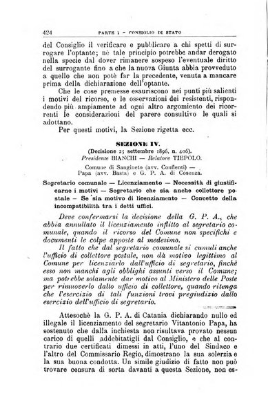 La giustizia amministrativa raccolta di decisioni e pareri del Consiglio di Stato, decisioni della Corte dei conti, sentenze della Cassazione di Roma, e decisioni delle Giunte provinciali amministrative