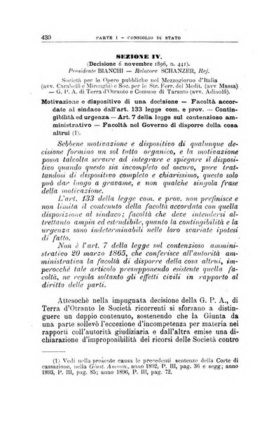 La giustizia amministrativa raccolta di decisioni e pareri del Consiglio di Stato, decisioni della Corte dei conti, sentenze della Cassazione di Roma, e decisioni delle Giunte provinciali amministrative