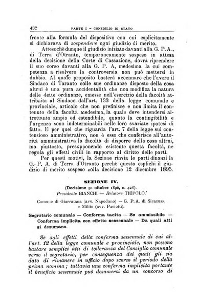 La giustizia amministrativa raccolta di decisioni e pareri del Consiglio di Stato, decisioni della Corte dei conti, sentenze della Cassazione di Roma, e decisioni delle Giunte provinciali amministrative