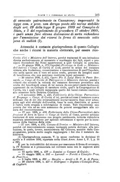 La giustizia amministrativa raccolta di decisioni e pareri del Consiglio di Stato, decisioni della Corte dei conti, sentenze della Cassazione di Roma, e decisioni delle Giunte provinciali amministrative