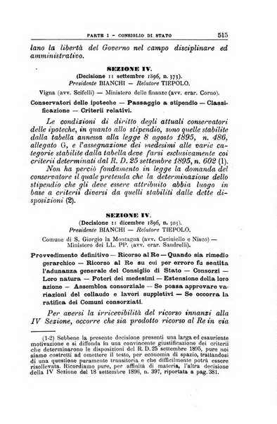 La giustizia amministrativa raccolta di decisioni e pareri del Consiglio di Stato, decisioni della Corte dei conti, sentenze della Cassazione di Roma, e decisioni delle Giunte provinciali amministrative