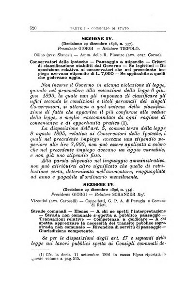 La giustizia amministrativa raccolta di decisioni e pareri del Consiglio di Stato, decisioni della Corte dei conti, sentenze della Cassazione di Roma, e decisioni delle Giunte provinciali amministrative