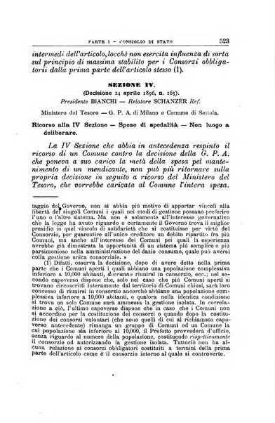 La giustizia amministrativa raccolta di decisioni e pareri del Consiglio di Stato, decisioni della Corte dei conti, sentenze della Cassazione di Roma, e decisioni delle Giunte provinciali amministrative