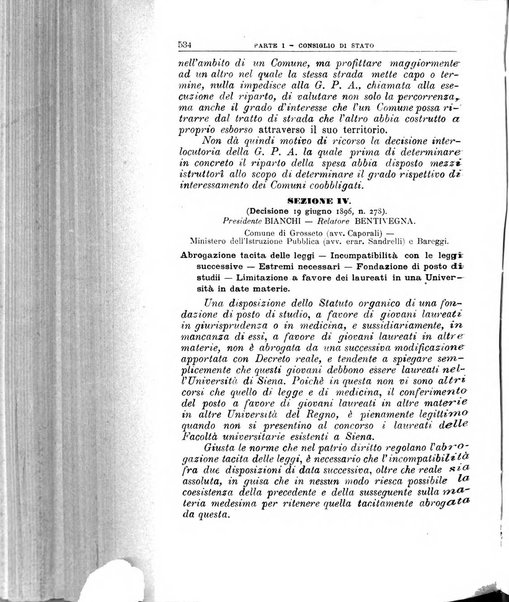 La giustizia amministrativa raccolta di decisioni e pareri del Consiglio di Stato, decisioni della Corte dei conti, sentenze della Cassazione di Roma, e decisioni delle Giunte provinciali amministrative