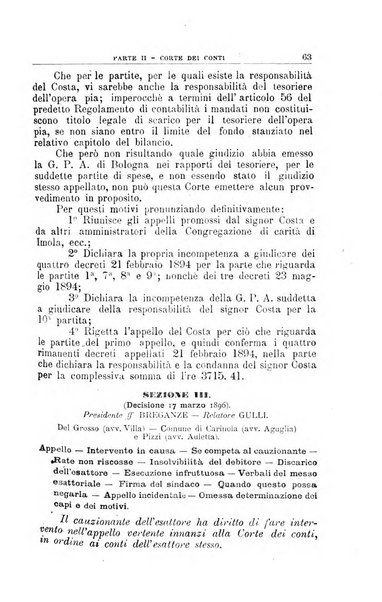 La giustizia amministrativa raccolta di decisioni e pareri del Consiglio di Stato, decisioni della Corte dei conti, sentenze della Cassazione di Roma, e decisioni delle Giunte provinciali amministrative