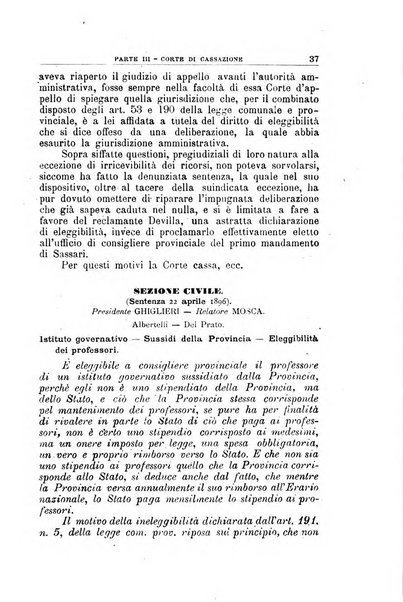 La giustizia amministrativa raccolta di decisioni e pareri del Consiglio di Stato, decisioni della Corte dei conti, sentenze della Cassazione di Roma, e decisioni delle Giunte provinciali amministrative