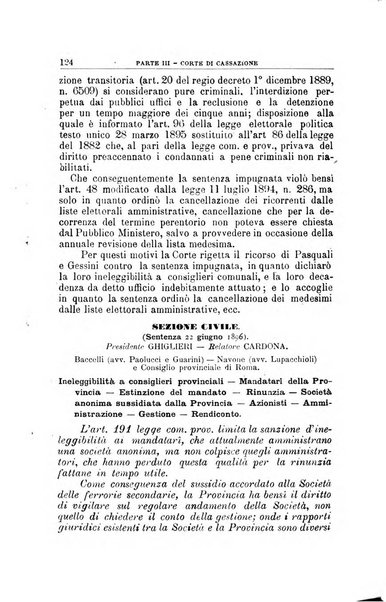 La giustizia amministrativa raccolta di decisioni e pareri del Consiglio di Stato, decisioni della Corte dei conti, sentenze della Cassazione di Roma, e decisioni delle Giunte provinciali amministrative