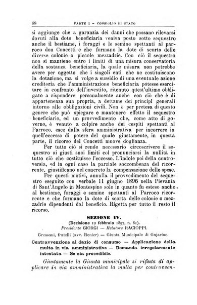 La giustizia amministrativa raccolta di decisioni e pareri del Consiglio di Stato, decisioni della Corte dei conti, sentenze della Cassazione di Roma, e decisioni delle Giunte provinciali amministrative