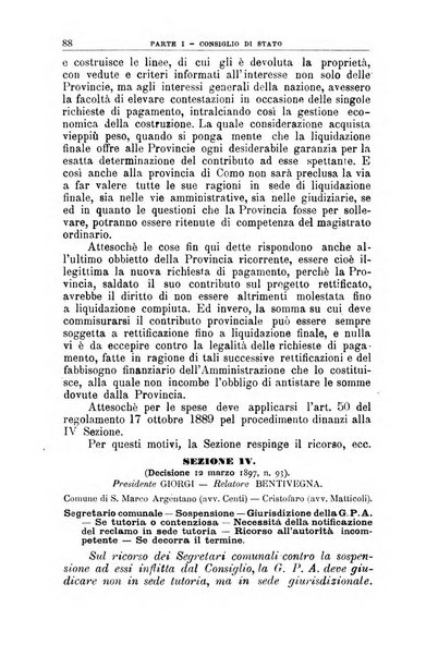 La giustizia amministrativa raccolta di decisioni e pareri del Consiglio di Stato, decisioni della Corte dei conti, sentenze della Cassazione di Roma, e decisioni delle Giunte provinciali amministrative