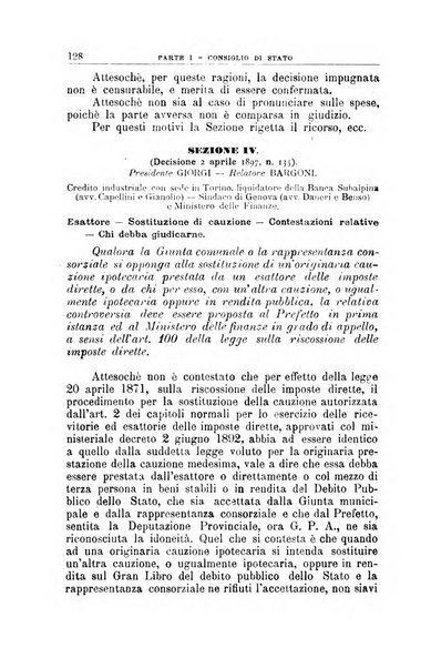 La giustizia amministrativa raccolta di decisioni e pareri del Consiglio di Stato, decisioni della Corte dei conti, sentenze della Cassazione di Roma, e decisioni delle Giunte provinciali amministrative