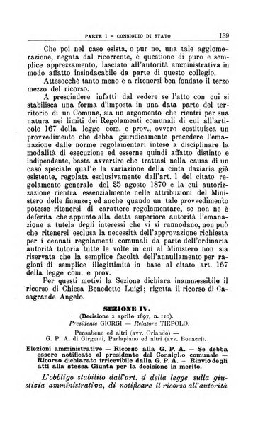 La giustizia amministrativa raccolta di decisioni e pareri del Consiglio di Stato, decisioni della Corte dei conti, sentenze della Cassazione di Roma, e decisioni delle Giunte provinciali amministrative