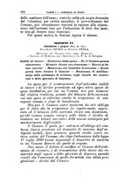 La giustizia amministrativa raccolta di decisioni e pareri del Consiglio di Stato, decisioni della Corte dei conti, sentenze della Cassazione di Roma, e decisioni delle Giunte provinciali amministrative