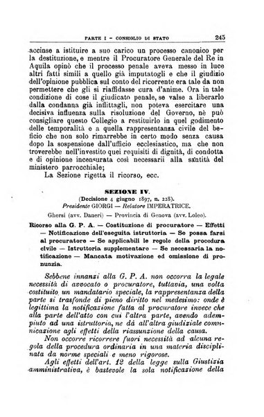 La giustizia amministrativa raccolta di decisioni e pareri del Consiglio di Stato, decisioni della Corte dei conti, sentenze della Cassazione di Roma, e decisioni delle Giunte provinciali amministrative