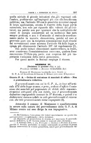 La giustizia amministrativa raccolta di decisioni e pareri del Consiglio di Stato, decisioni della Corte dei conti, sentenze della Cassazione di Roma, e decisioni delle Giunte provinciali amministrative