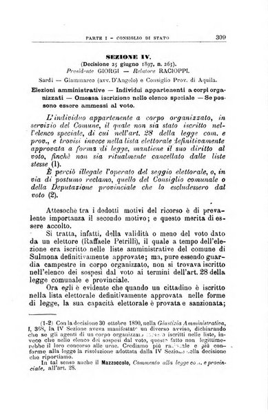 La giustizia amministrativa raccolta di decisioni e pareri del Consiglio di Stato, decisioni della Corte dei conti, sentenze della Cassazione di Roma, e decisioni delle Giunte provinciali amministrative