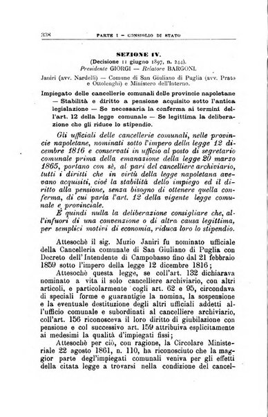 La giustizia amministrativa raccolta di decisioni e pareri del Consiglio di Stato, decisioni della Corte dei conti, sentenze della Cassazione di Roma, e decisioni delle Giunte provinciali amministrative